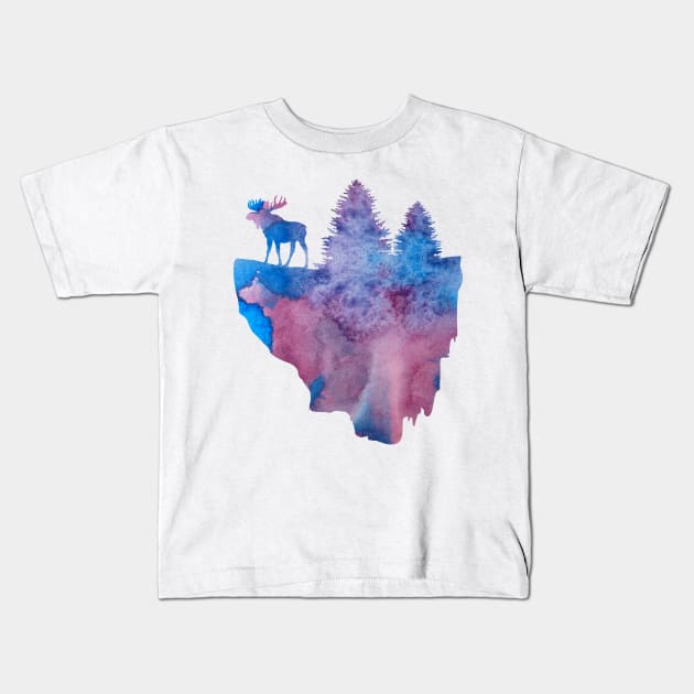 Floating island (moose) Kids T-Shirt by TheJollyMarten